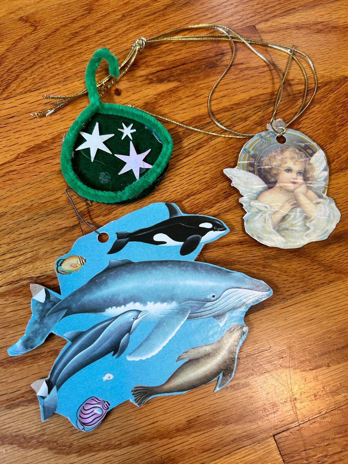 30 year old handmade ornaments my family made during my parents' brilliant "Hail Mary" move to save Christmas when they thought it had been ruined.